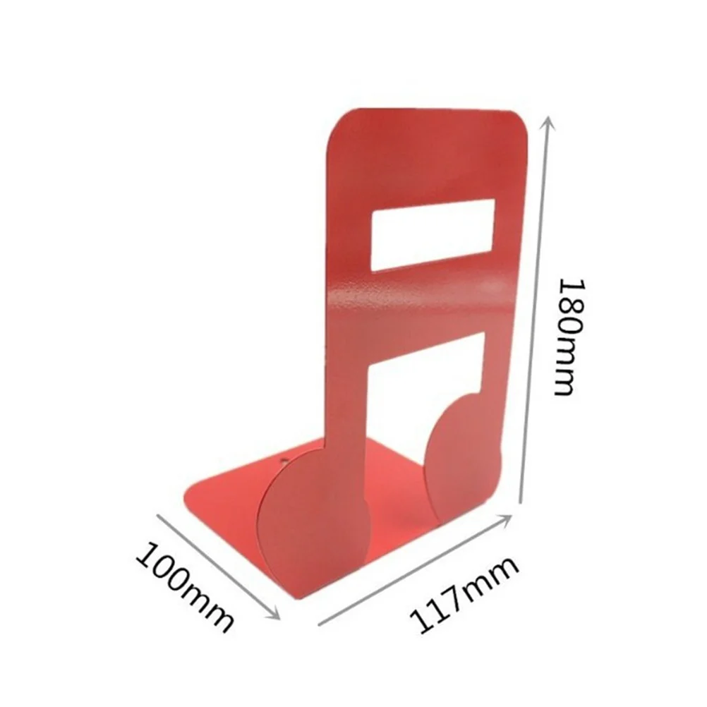 

1 Pair Of Metal Bookends Creative Music Note Design Stands Organizer For Home Library Premium Book Holder File Stand
