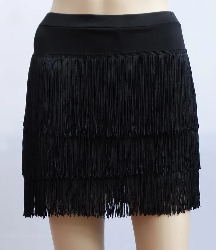 1pcs/lot  woman Latin Dance Skirt Sexy  Samba Tango 3 Layers Tassels dancing solid skirt