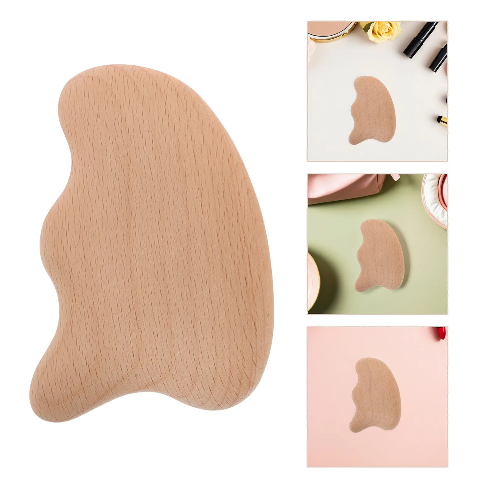 

Набор из 3 скребков Гуаша из натурального дерева для массажа всего тела и лица – гладкая ручная массажная доска для домашнего использования, путешествий, спа и оздоровления