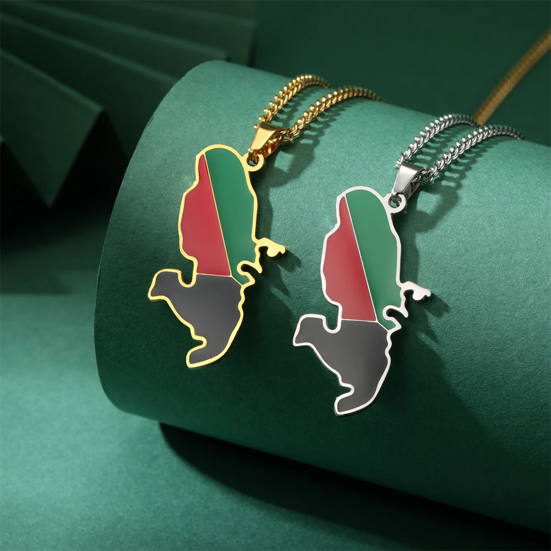 Euavan-男性と女性のためのステンレス鋼のランドペンダントネックレス,ジュエリーギフト,チャーム,カントリー,ゴールド,シルバー,ファッション