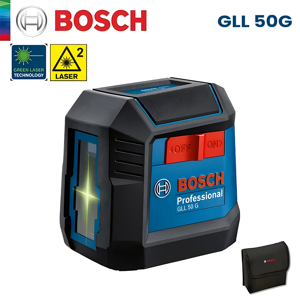 Bosch Laser Level Green Gll50G 2 Lines Level Ip55 15M Self-Leveling Horizontal & Vertical Cross Super Powerful Measuring Tools