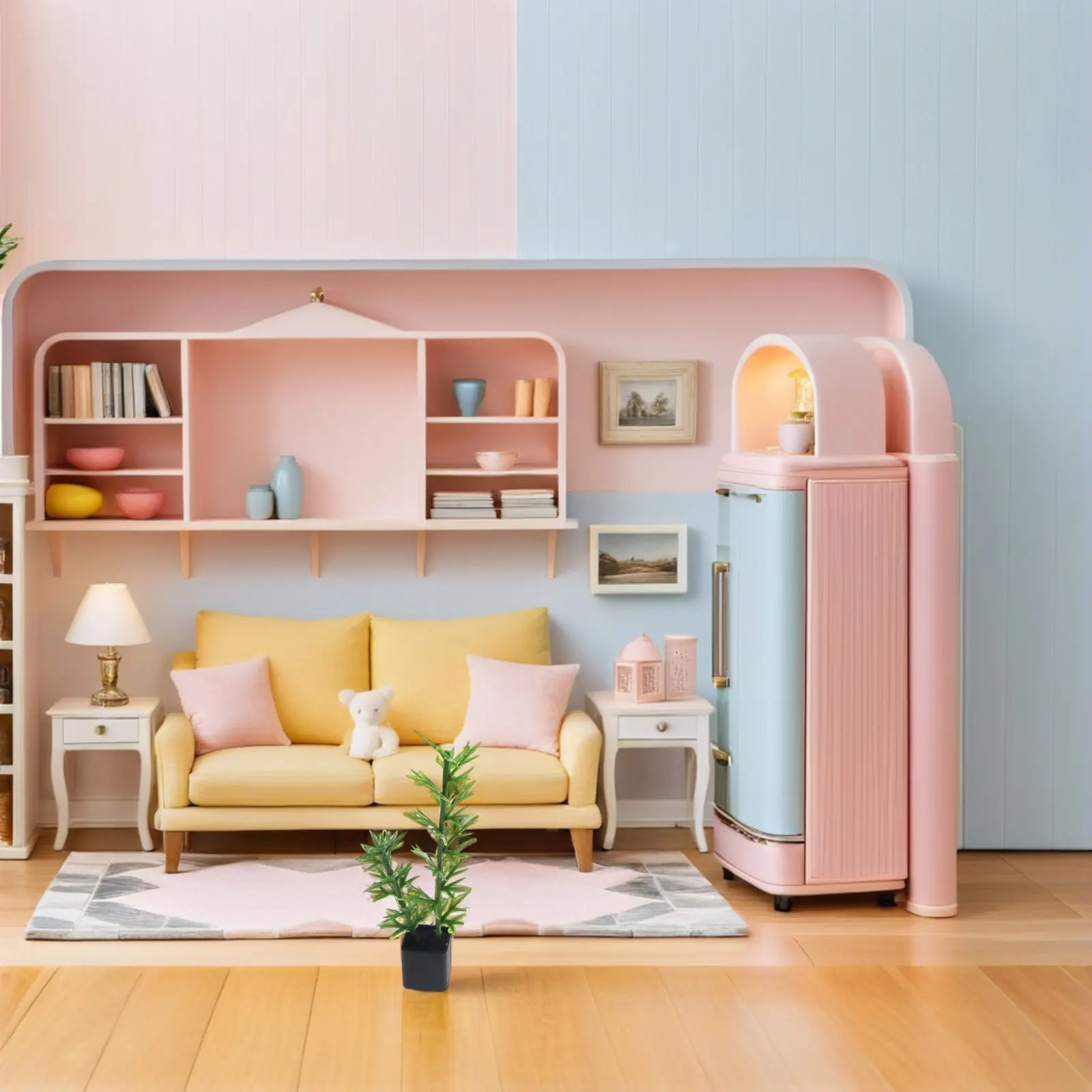 

4Pcs Miniature Potted Green Plants Realistic Simulation Bonsai Leaves Fake Indoor Decoration Living Bedroom DIY Scene