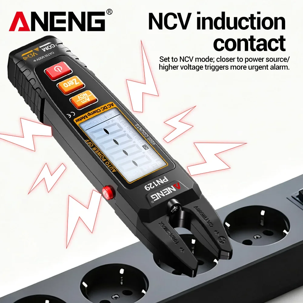 ANENG PN129 Clamp Multimeter 4000 Counts AC DC Current Voltage Resistance Tester with Backlight NCV and Auto Shutdown