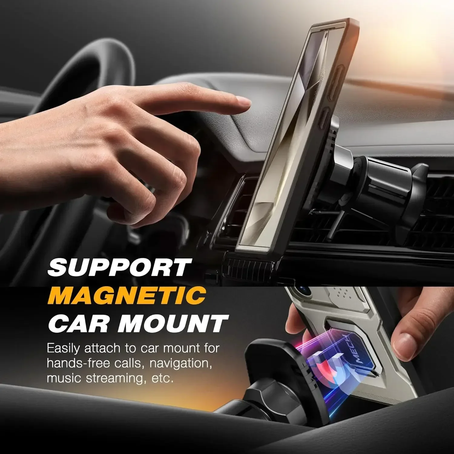 For Samsung Galaxy S24 Ultra Phone Case Bulit-in Slide Camera Cover with Ring stand Military Grade Rugged Shockproof Protection