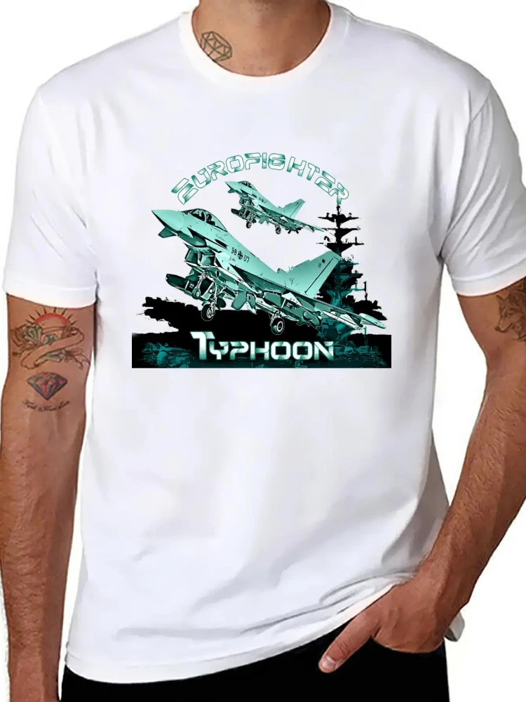 

Eurofighter typhoon fighter jet 100% cotton short sleeve printed T-shirt-soft cotton casual T-shirt.