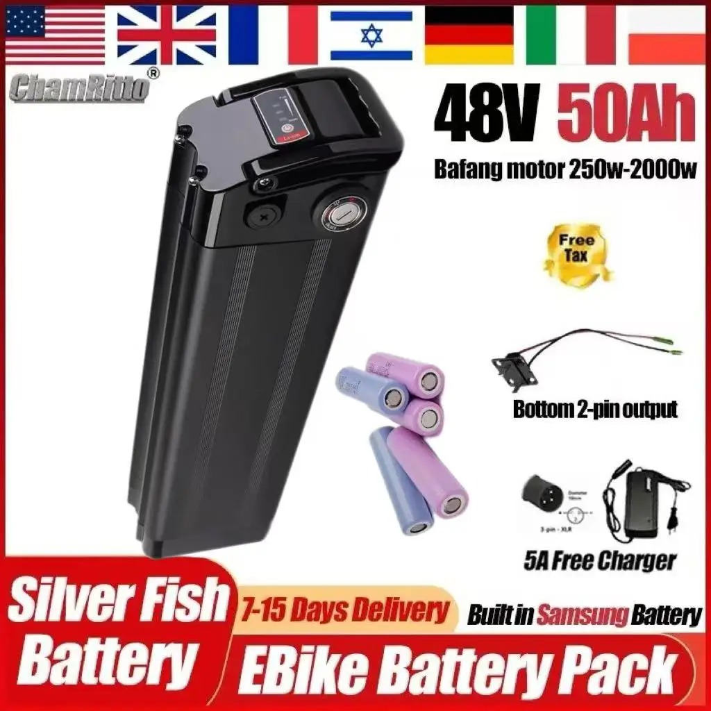 

Аккумулятор SilverFish 48В 13S5P 1000Вт 750Вт, литиевая батарея для электровелосипеда, складной электровелосипед 20 24 40 50Ач, литиевая батарея 30Ач