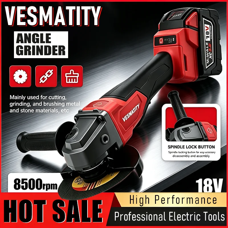 2026 new 125mm brushless cordless angle grinder cutting polishing grinding machine variable speed tool for Milwaukee battery