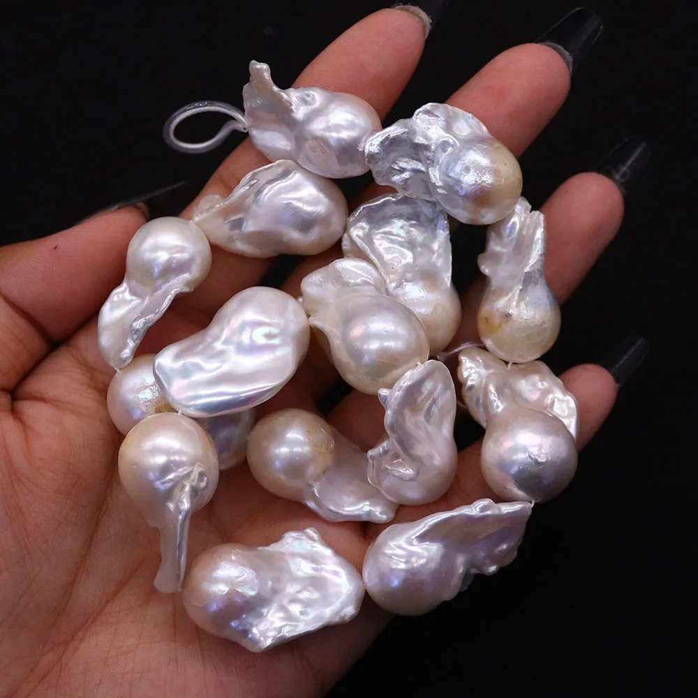 1strand Exquisite Natural White Large Baroque Pearl Straight-Hole Beads Handmade DIY Jewelry Accessories for Necklaces Bracelets