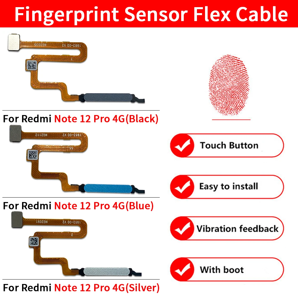 home button Flex For Xiaomi Redmi Note 12 13 Pro 4G Plus 5G Fingerprint Sensor Home Return Key Menu Button Flex Ribbon Cable