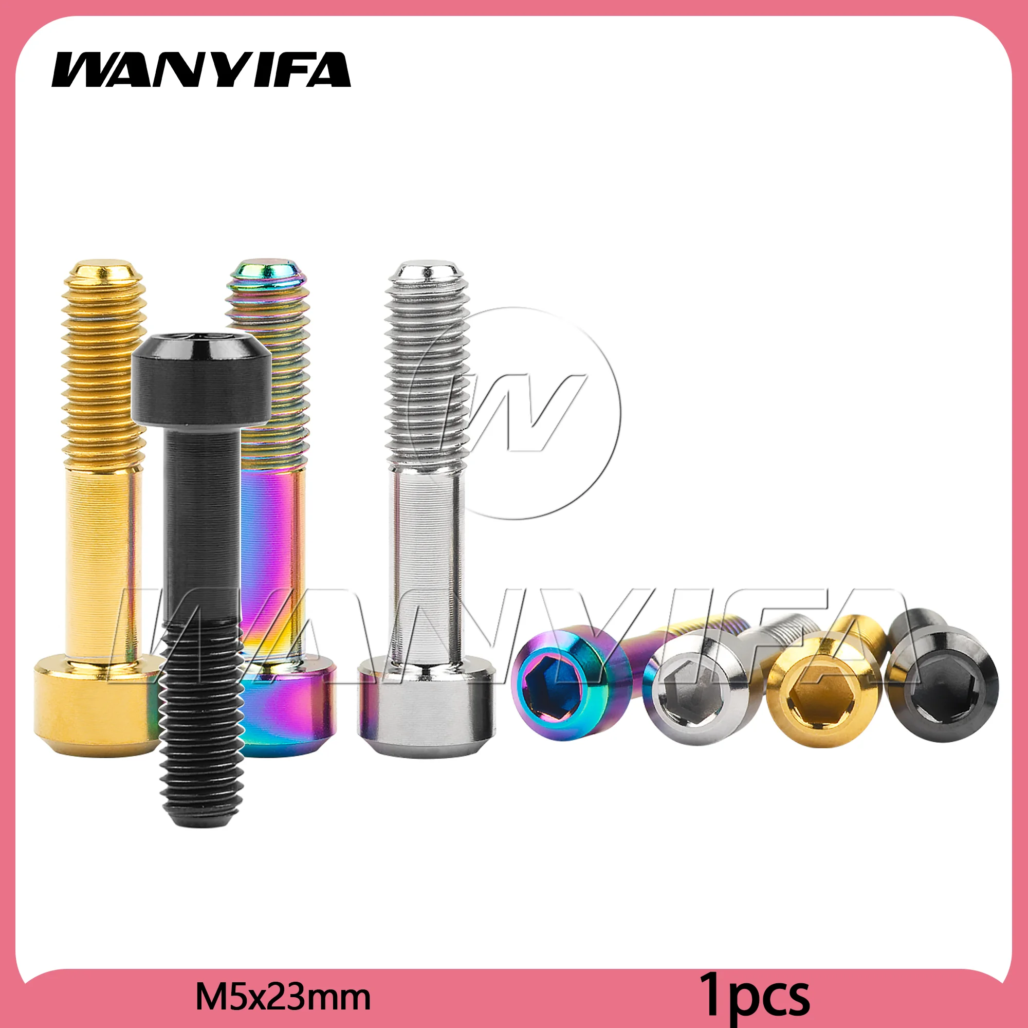 Wanyifa  Titanium Bolt M5x23mm Round Socket Cap Allen Head Half Threaded Screw for Bike Bicycle Disc Brake Fastener