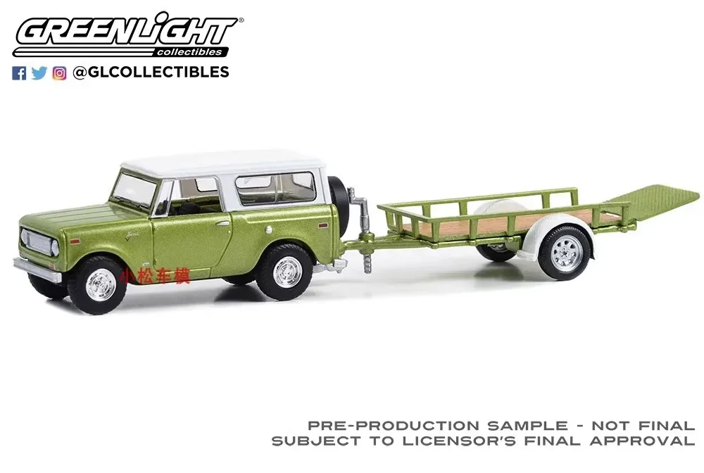 1:64 Hitch & Tow 30 - 1970 Harvester Scout with Utility Trailer Diecast Metal Alloy Model Car Toys For Gift Collection