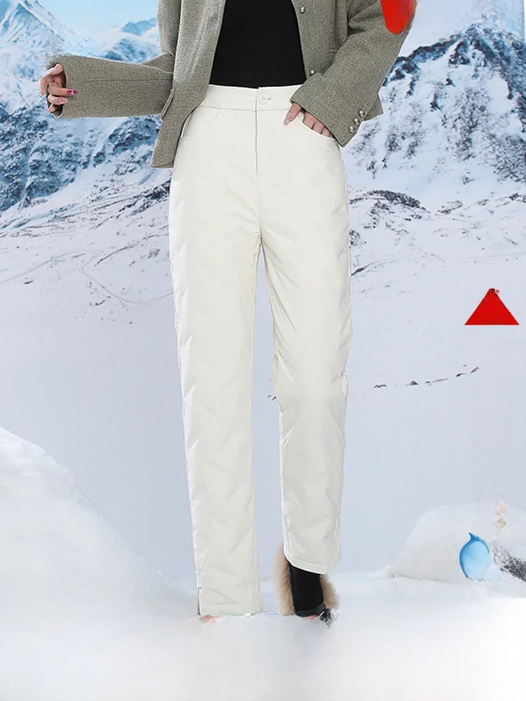 

Snow Flng Spring 2026 Women's down Pants Straight Leg Comfortable Casual Faionable Warmth Winter Outerwear Long Trousers