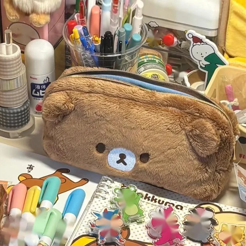 Rilakkuma Pen Bag Back To School Japanese Y2K Kawaii Itabag Out Of Print San-x Plush Bear Duck Pen Bag Student Pencil Case New