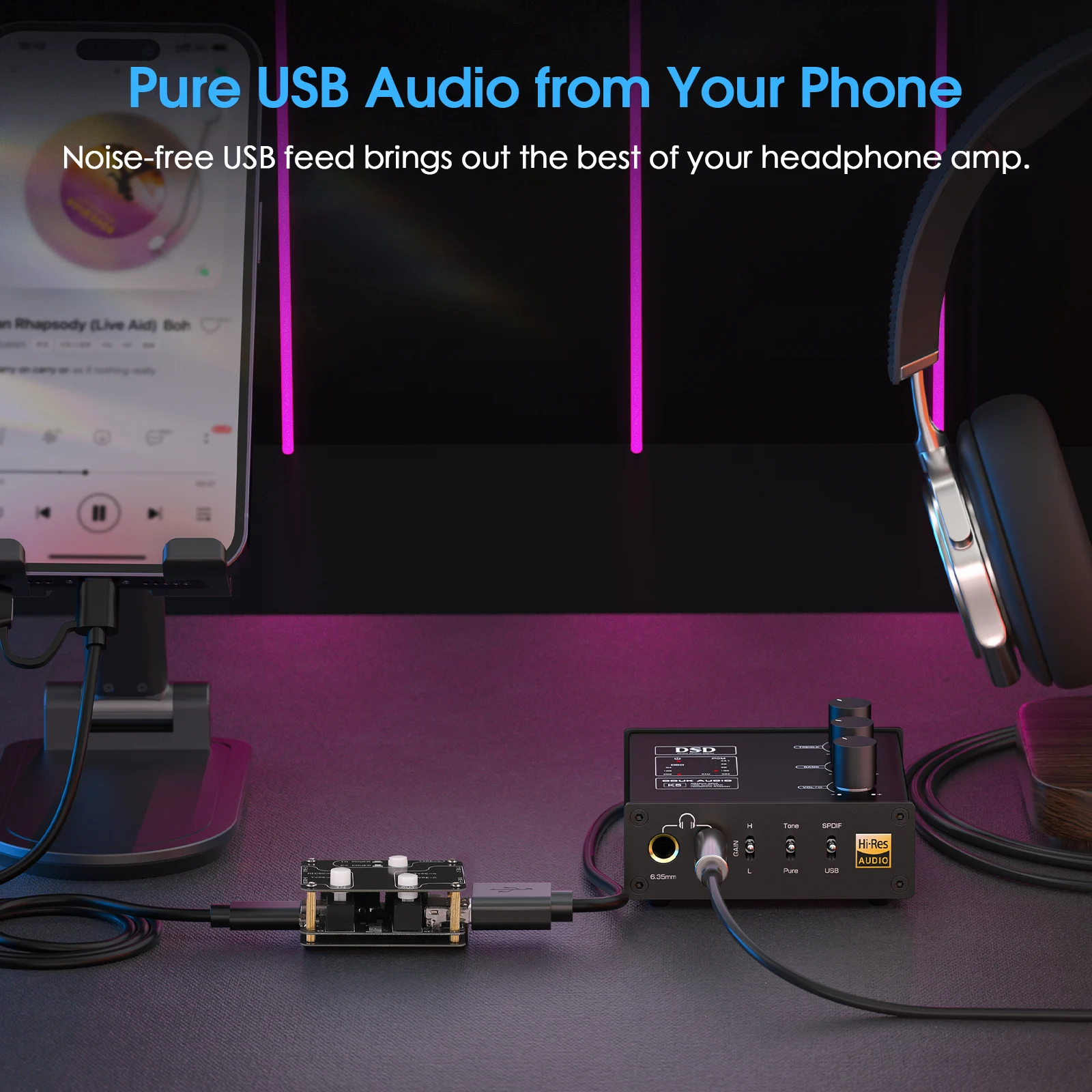 عازل Nobsound U8 PRO USB 2.0 HiFi لـ DAC - مزيل ضوضاء صوتي عالي السرعة بسرعة 480 ميجا بت في الثانية مع ADUM3165