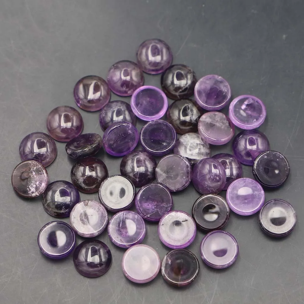 

50Pcs Natural Stone Amethyst Round Shape CABOCHON Bead 14x14mm for Jewelry Material Accessories Making Wholesale Free Shipping