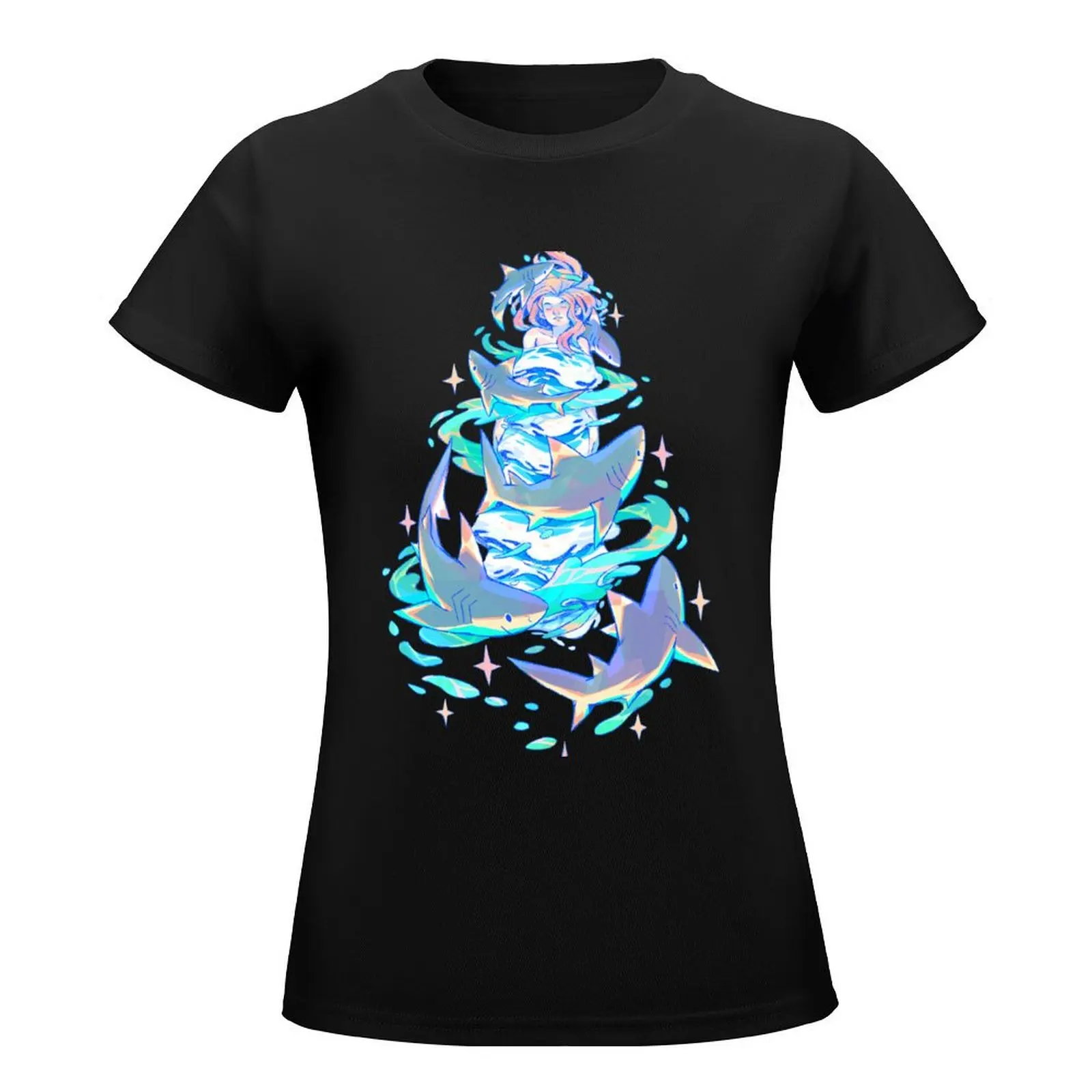 The Shark Diva T-Shirt kawaii clothes Short sleeve tee Aesthetic clothing white t-shirt dress for Women sexy