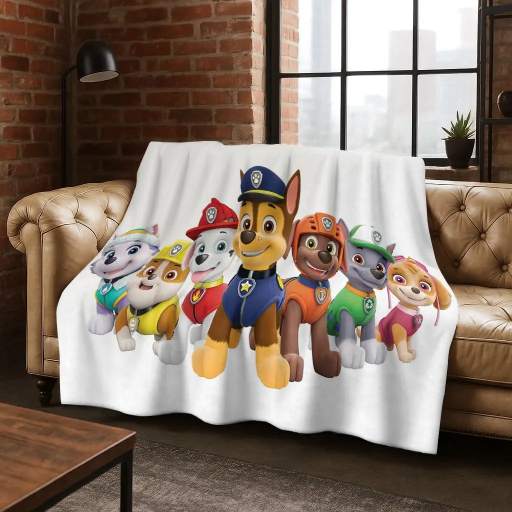 3D Cute P-Patrols Cartoon Dog Flannel Blanket,Warm and Cozy Soft Throw Blanket for Home Bedroom Bed Sofa Picnic Cover Gift kids