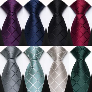 Men's 8cm Plaid Jacquard Necktie – Woven Check Tie for Grooms, Groomsmen, Business and Parties