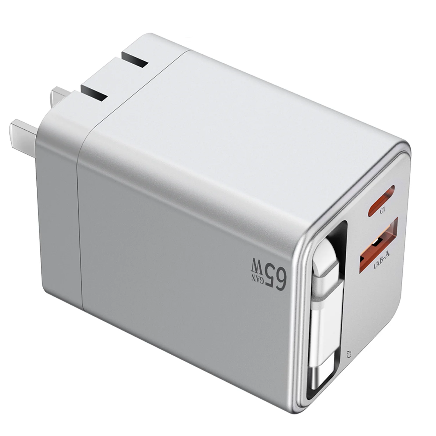 3 IN 1 65W Fast Charging Power Adapter USB C Wall Charger, PD Power Adapter + QC Wall Plug Multiport USB A
