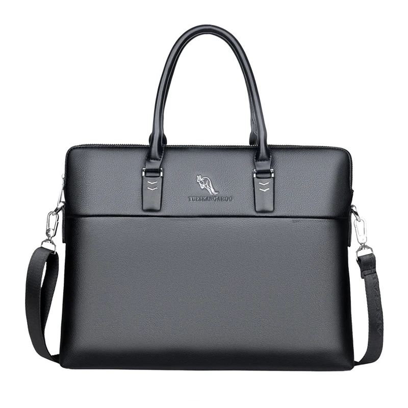 Men'S Briefcases PU Leather Handbag Kangaroo Messenger Laptop Document A4 Business OL Tote Shoulder Square Side Crossbody Bag