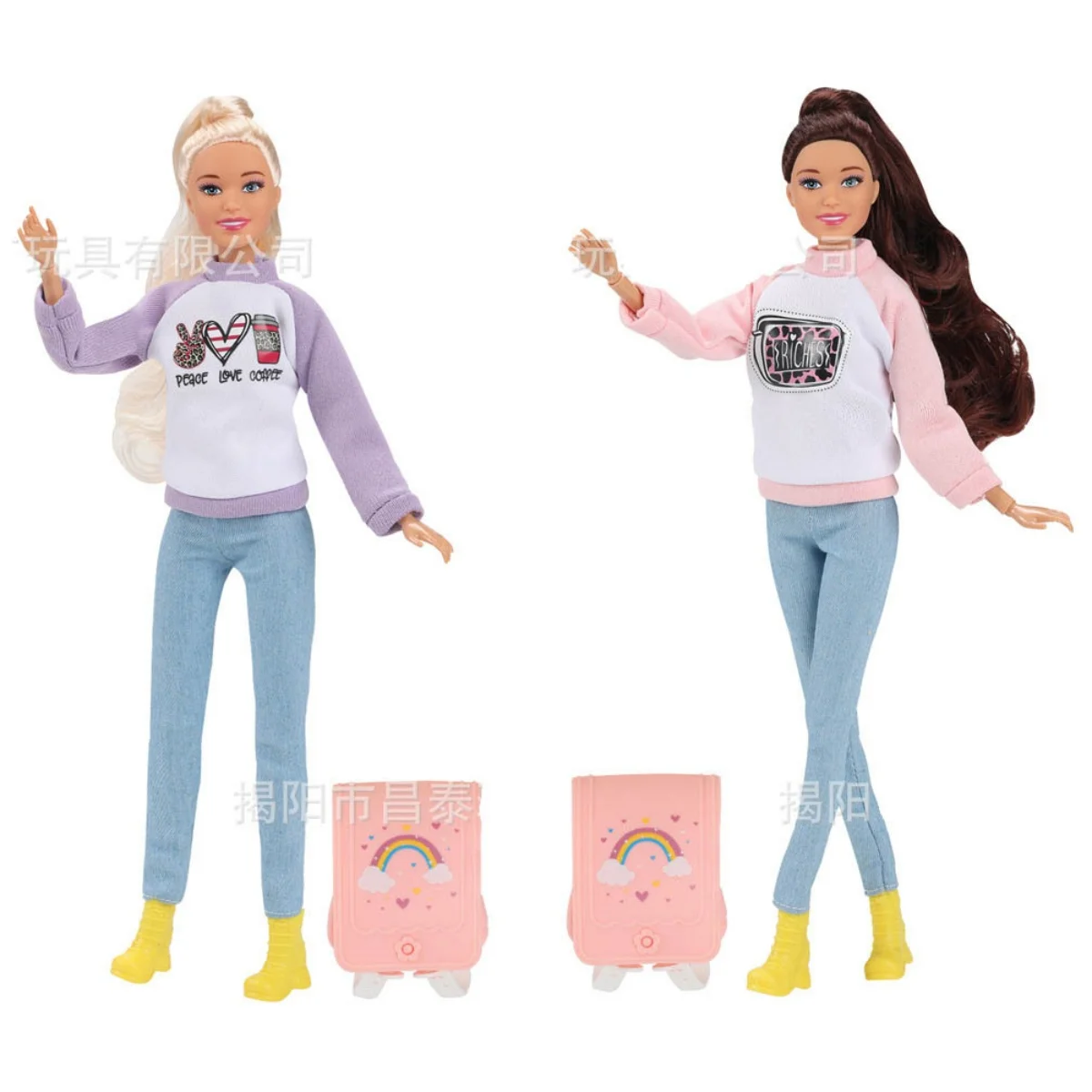 30cm Fashion BABI Princess Doll Toys 1/6 BJD Doll Joints Movable Student Era Casual Top + Pant Set Dress Up Play House Toy Gift