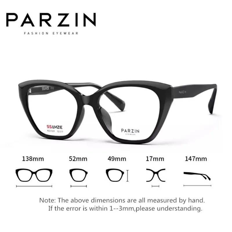 PARZIN New TR Black Myopia Eyeglasses Frame Lightweight Cat Eye Prescription Optical Glasses Frame Women's  31029