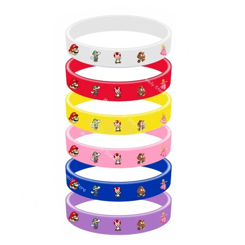 12pcs Super Mario Bros Bracelet Anime Children Silicagel Jewelry Party Decorations Boys Girls Wrist Strap Kids Birthday Gift Toy