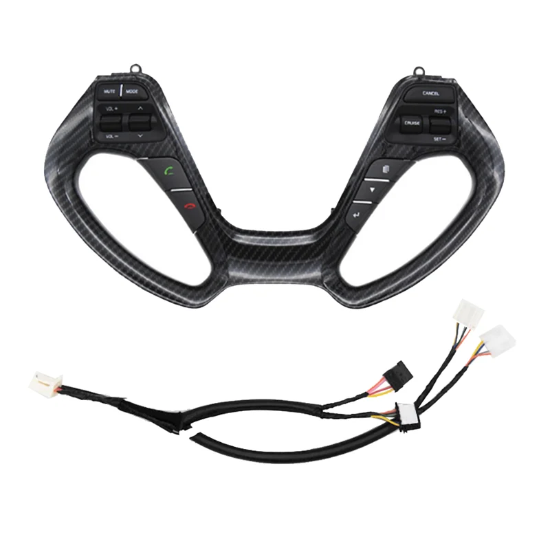 

NEW-Car Steering Wheel Buttons Switch Volume Cruise Control Button Multifunctional Carbon Fiber Pattern For Hyundai Kia K3 2011-