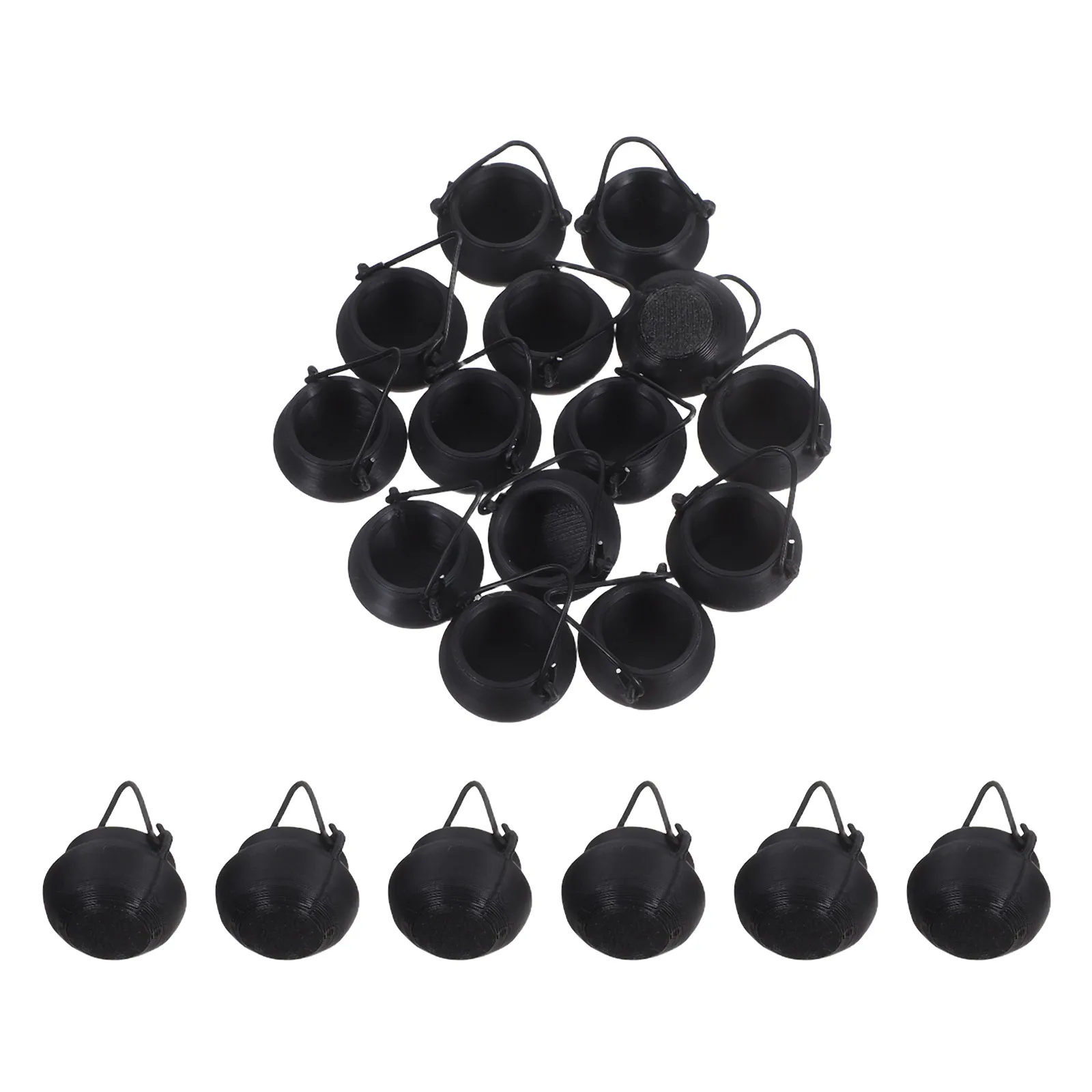 

20Pcs Halloween Cauldrons Mini Plastic Black Cauldron Candy Holder Home Miniature Decorations Cauldron Ceramic