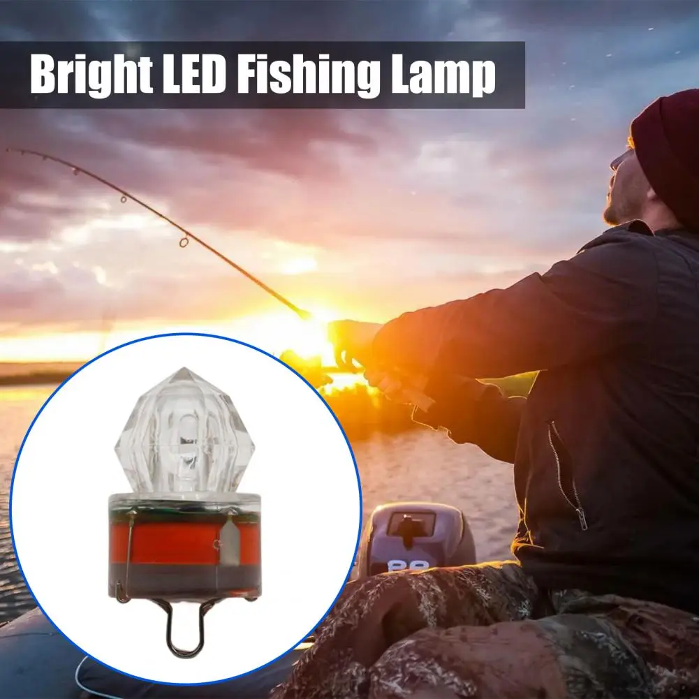 LED Fishing Lamp Underwater Diamond Shape Colorful Fish Luring Light Submersible Deep Drop Gathering Lamp Fishing Accessories