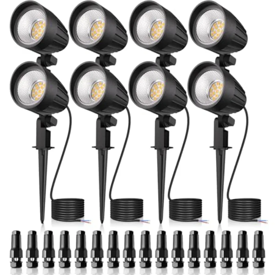 7W 00lm Low Voltage Landscape Lights, 1V V LED Landscape Lighting with Connectors, 700K IP66 Waterproof Outdoor LED Spotlights