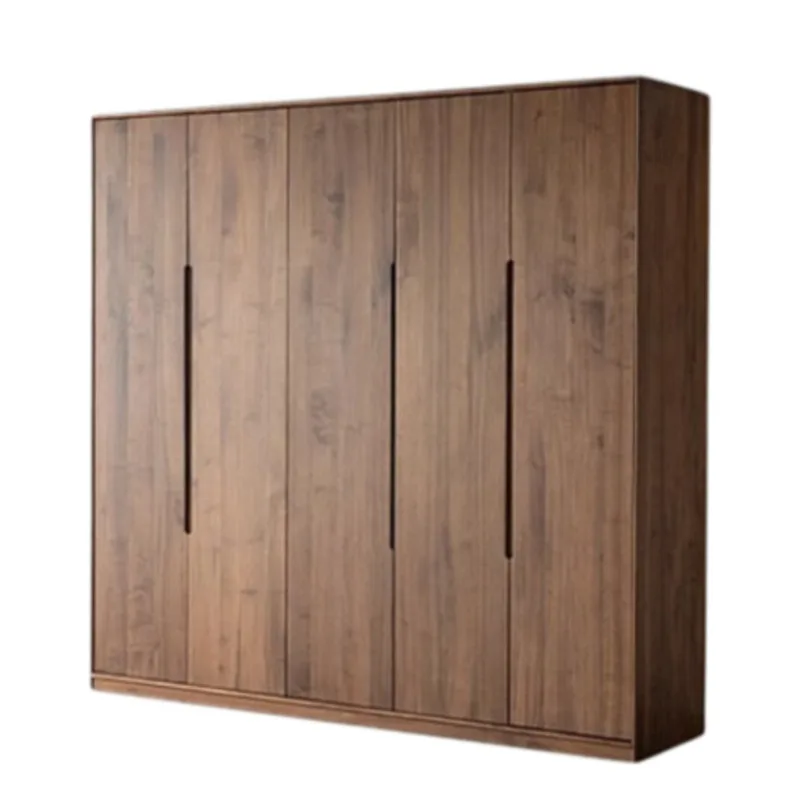 

North American black walnut wardrobe Nordic modern simple cherry wood bedroom swing door combination wardrobe solid wood