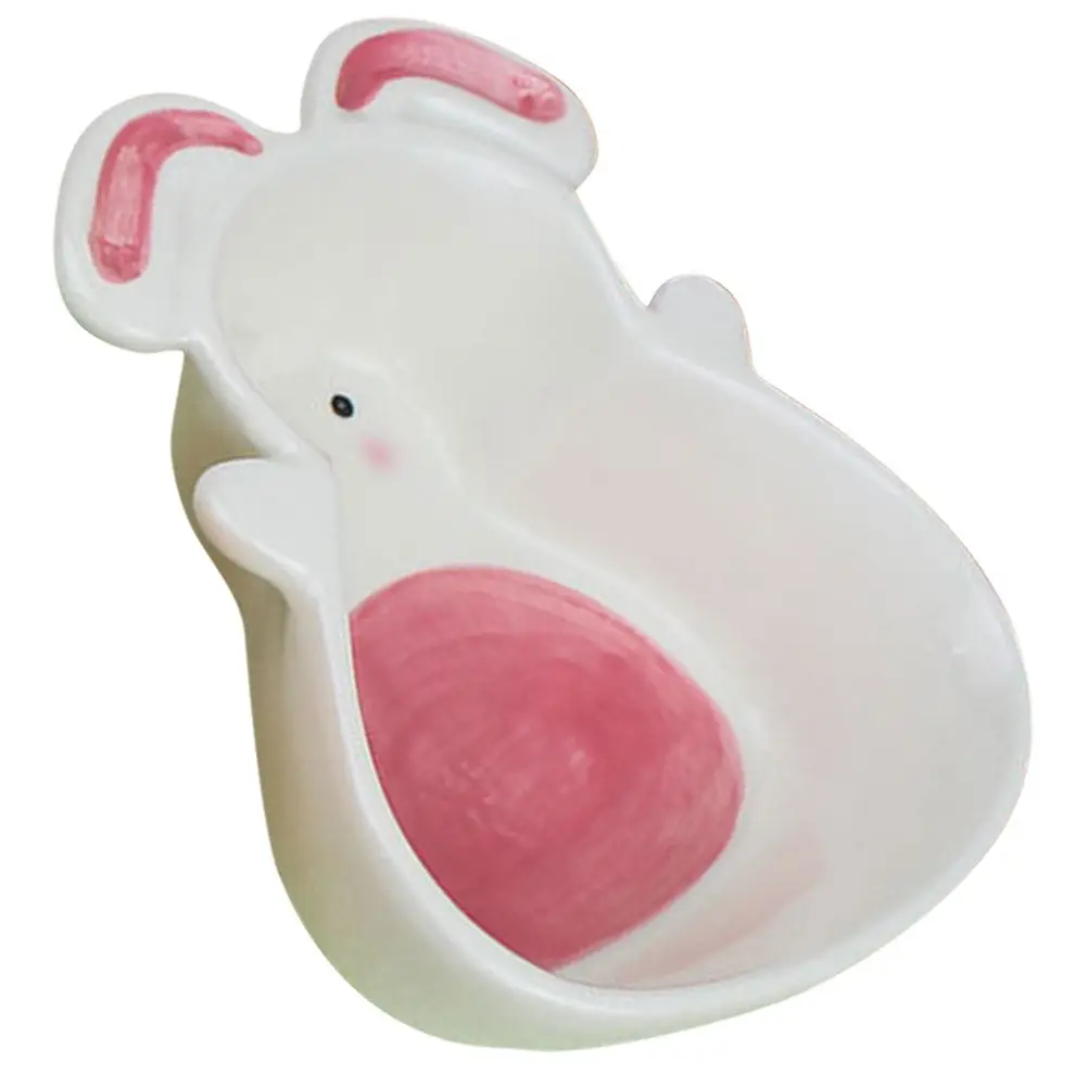 

Детская керамическая тарелка в форме кролика, блюдо для закусок с мультяшными животными, белая