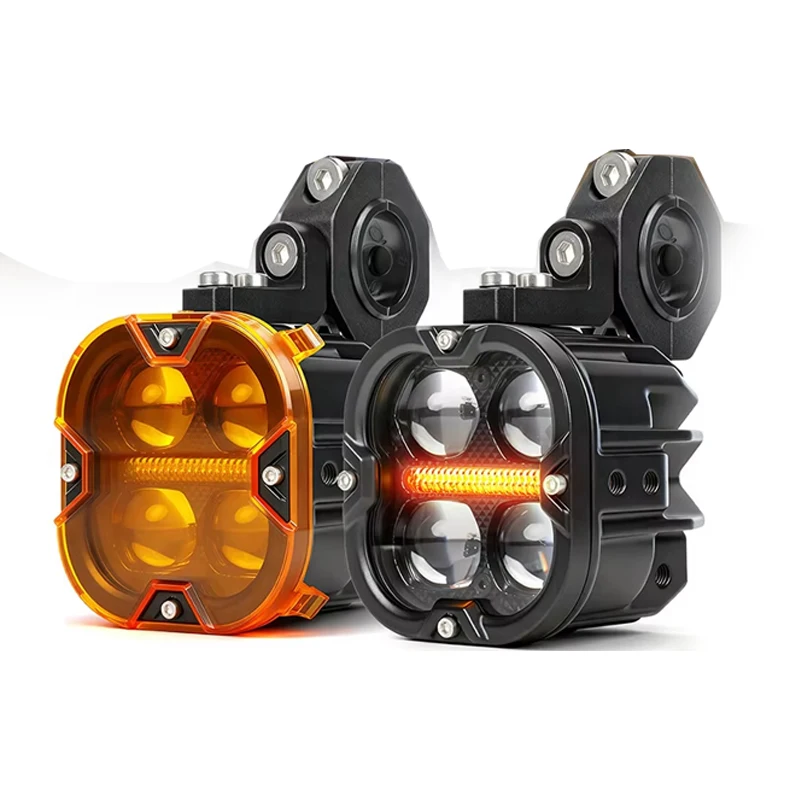 3inch Led Work Light Motorcycle Driving Light 2-Color 6000k 3500k High Low Beam Amber DRL for off-road use MotorbikeIP68