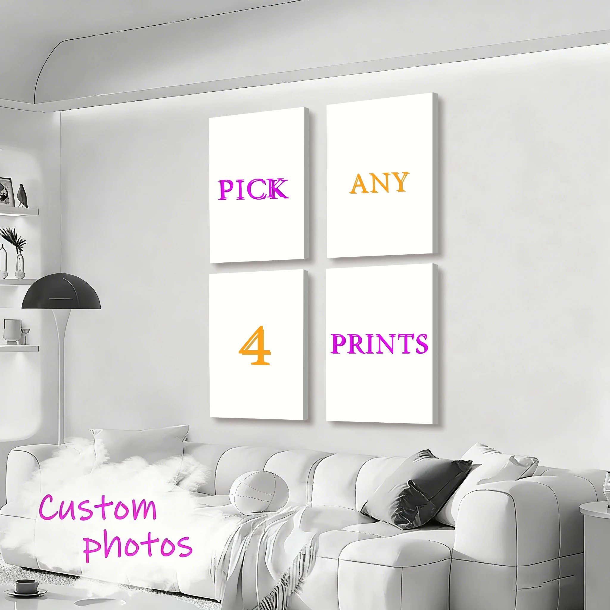 4-teiliges Set Individueller Leinwanddruck Personalisiertes Foto Geeignet für Familie Haustiere Landschaften Paare Hochzeiten Heim-Deko Poster Geschenke