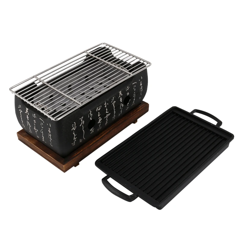 

New 2-4 People Japanese Barbecue Grill Portable Barbecue Stove Japanese Food Charcoal Stove With Non-Stick Baking Tray