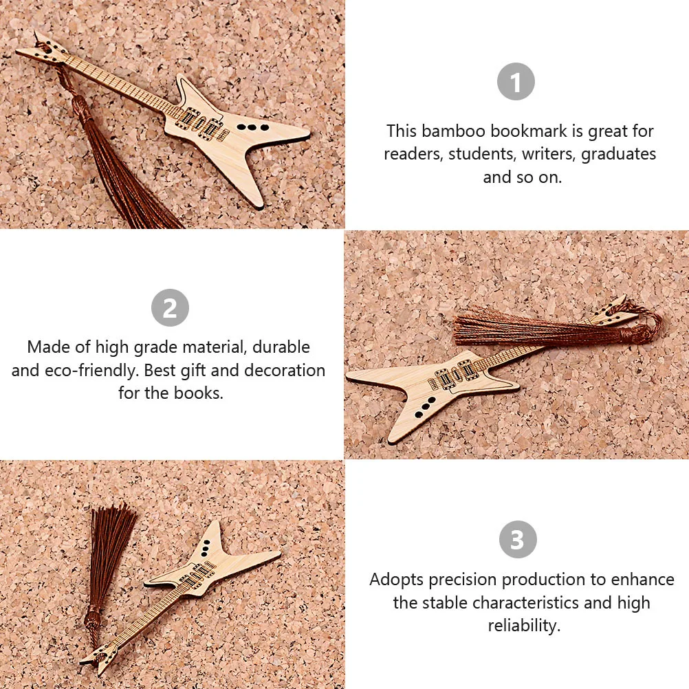 

Bamboo Bookmark Marks Guitar Music Decor Bookmarks Shape Page-marker for Decorative