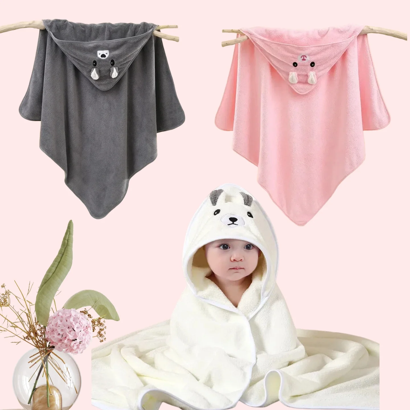 

Детские банные полотенца из кораллового флиса, мягкое полотенце с капюшоном для новорожденных, милый халат для малышей, теплая пеленка для сна для мальчиков и девочек