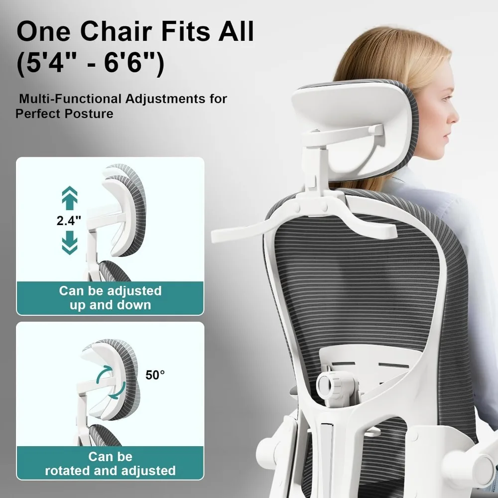 Fine-Tuned Comfort Chair with Liftable Seat, 4D Lumbar Support, Adjustable Armrests, Headrest and Hanging Feature for Enhanced S