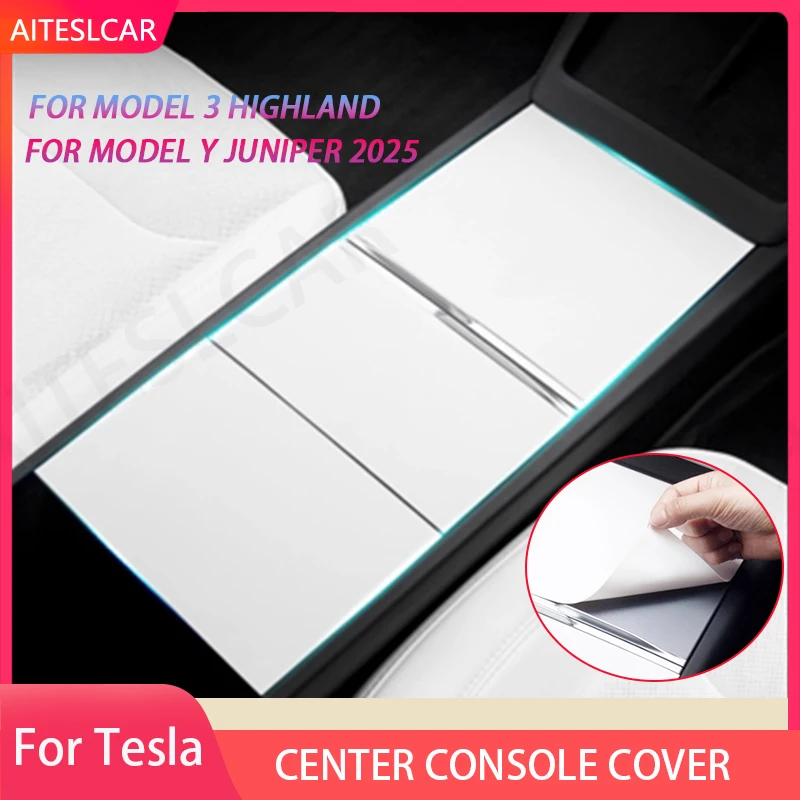 Adesivo de Adsorção Eletrostática para Painel de Controle Central do Tesla Model YL YJuniper, Capa Protetora de Silicone para Console do Model 3 Highland