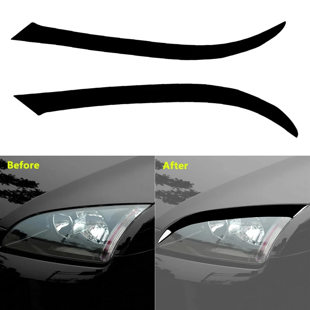 

Car Front Headlight Eyelid Eyebrow Trim Piano Black Head Lamp Decorative Cover Sticker For Ford Focus 2005 2006 2007 2008
