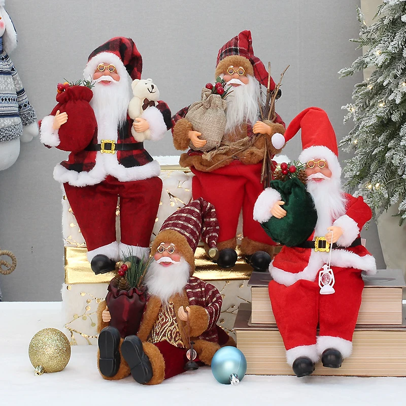 2025 Santa Claus Doll 35cm Sitting Santa Claus Ornament Christmas Scene Doll Decoration Christmas Gift For Children