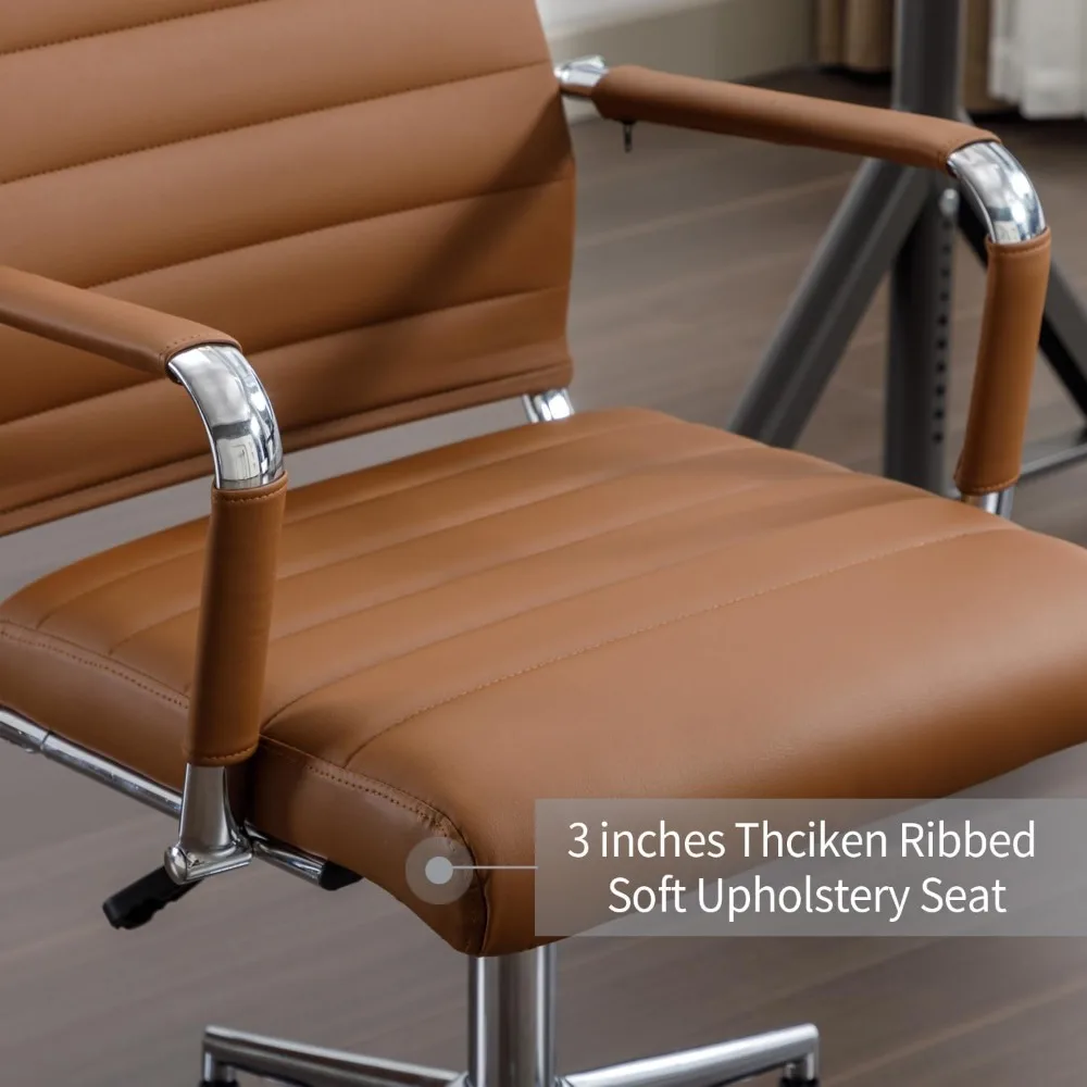 Sedia da ufficio in pelle, sedie per sala conferenze con ruote, computer esecutivo moderno con schienale alto, ergonomico, girevole, a costine