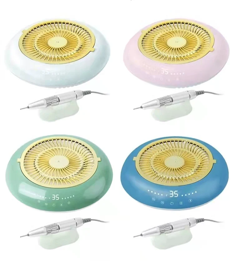2-in-1 35000RPM Nail Dust Collector Fan Vacuum Cleaner Manicure Machine Tools Nail Drill Machine Strong Filter Nail Shop Tools