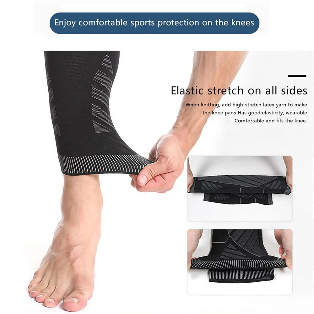 Long Leg Compression Sleeves,Full Leg Sleeve Long Knee Brace Knee Support Protect Basketball,Football, Knee Pain Relief