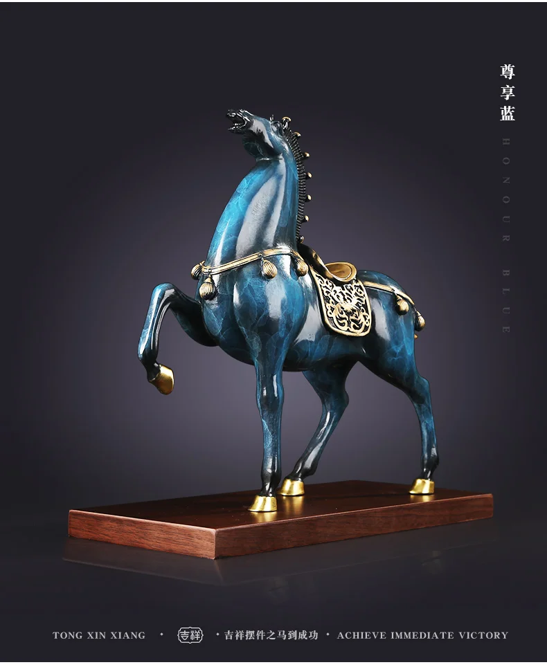 2020 home LIVING ROOM wall TOP Decor ART--32 CM large Auspicious Lucky Success CHINA Tang horse bronze sculpture art Decoration