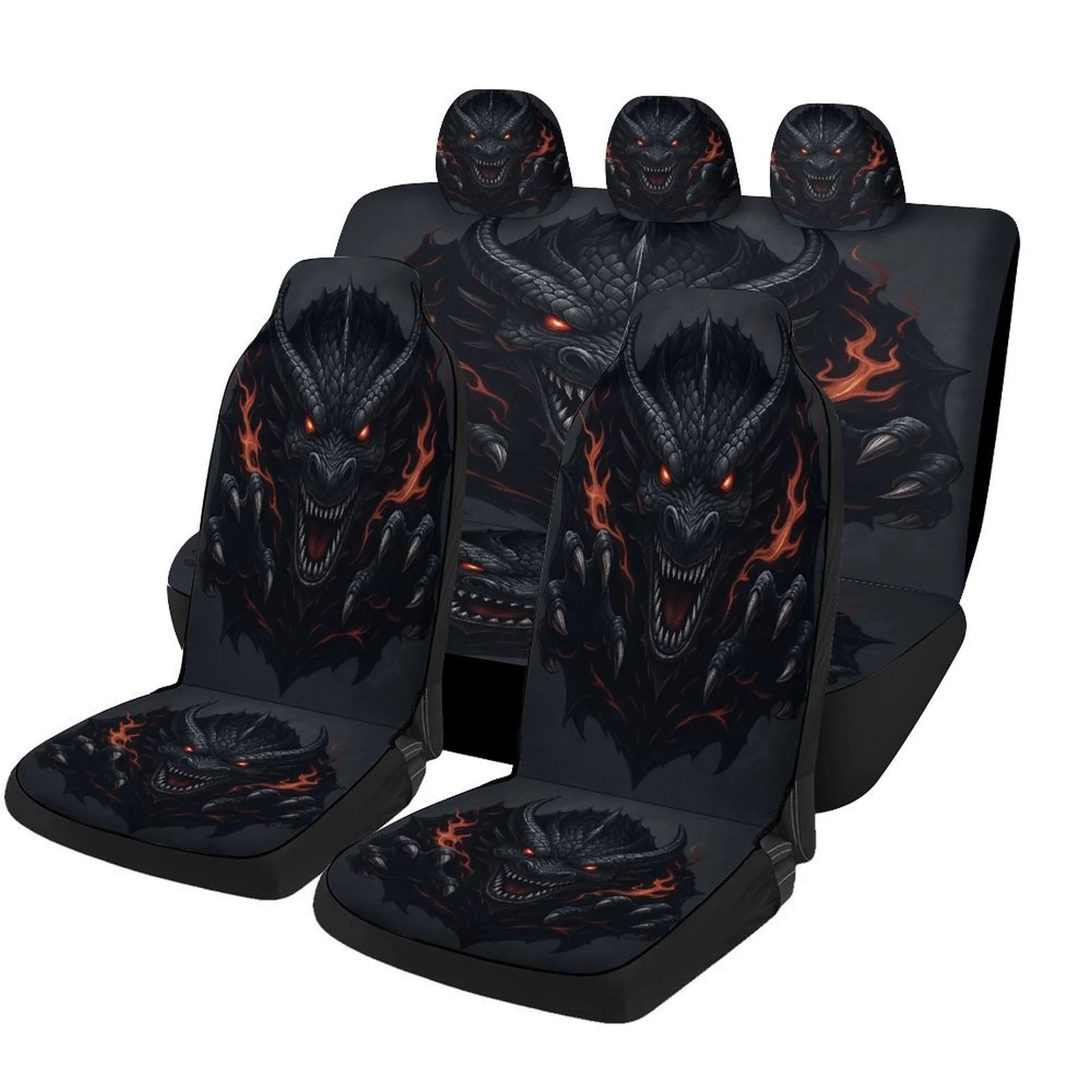 

Dark Dragon Designed Car Seat Cover Set For Most Cars, High-quality Comfortable Car Seat Protector Covers Full Set, Universal Ca
