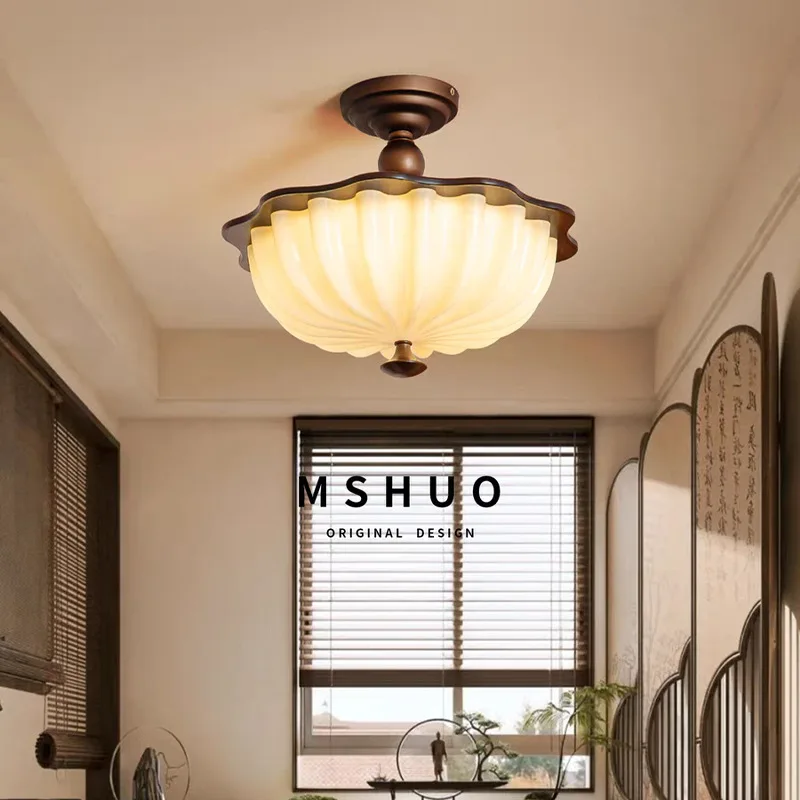 Mid Ancient Style Bedroom Ceiling Light Living Room Dining Room Retro Creative Ceiling Light LED Eye Protection Lighting Fixture