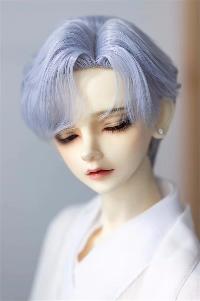 

BJD Doll Boys Wig Forehead Hand Hook Blue Brown Gray Flat Cusp Daily 1/3 1/4 Milk silk Short Styling Hair Doll Accessories ZP