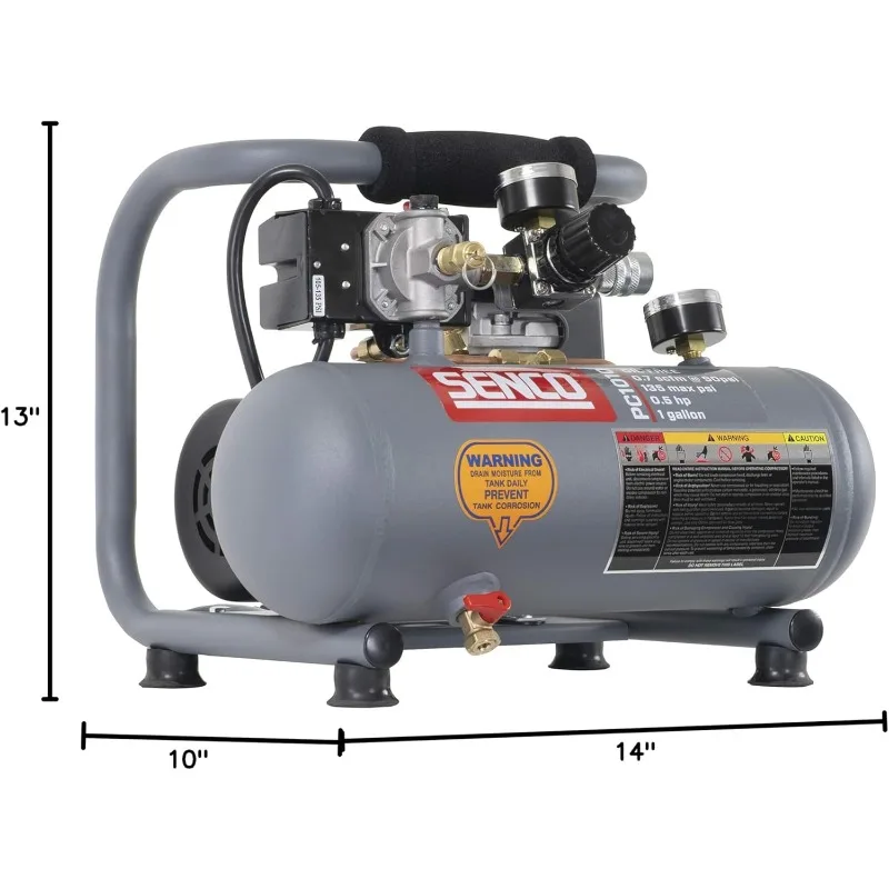 Senco PC1010 1/2- Horsepower 1-Gallon Matte Finish and Trim Portable Hot Dog Air Compressor, Gray/Red